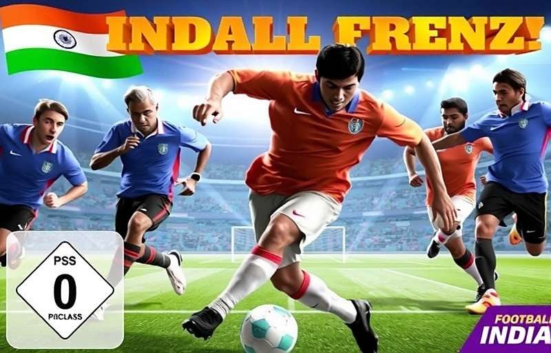 Football Frenzy India game cover featuring Indian football players in action with Football Frenzy India watermark